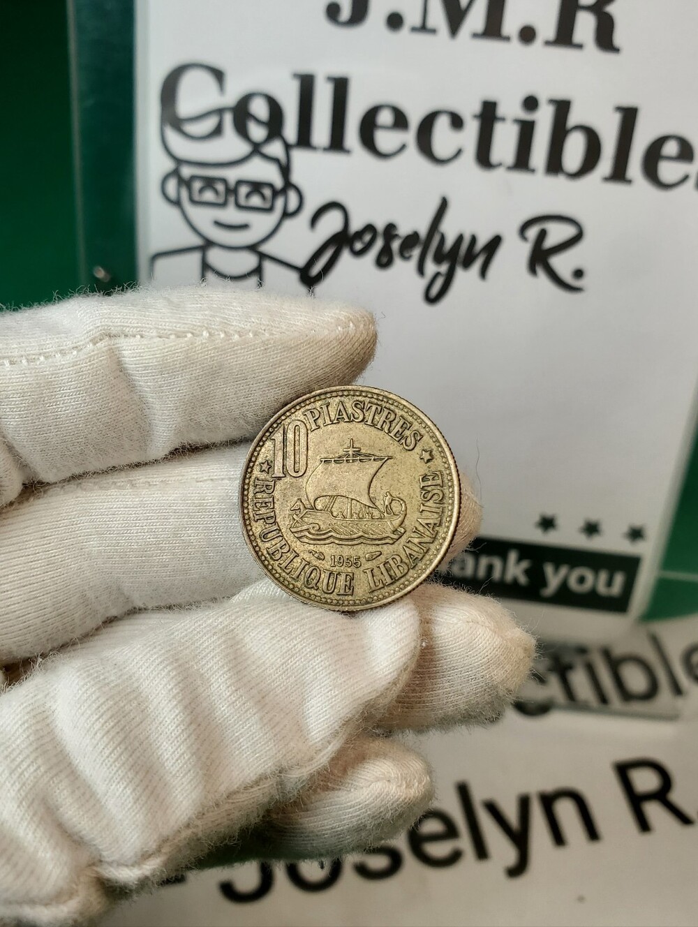 vintage 1955 lebanon 10 piastres coin – beautiful dark toning!